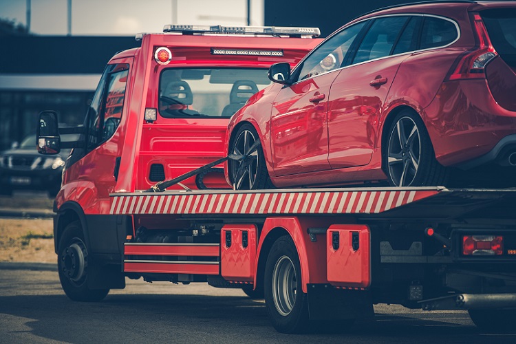 Broken Car on a Towing Truck